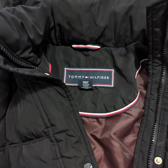 Tommy Hilfiger Black Fur-Trimmed Women's Winter Coat Small - Picture 2 of 7